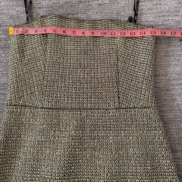 NWT Black Halo EVE Strapless Metallic Crochet Gold Dress SZ 8 Cocktail Holiday - Picture 10 of 17